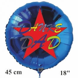Danke Dad, blauer, runder Luftballon, 45 cm, rund, mit Helium