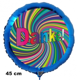 Danke.Rund-Luftballon aus Folie, Rainbow Spiral, 45 cm