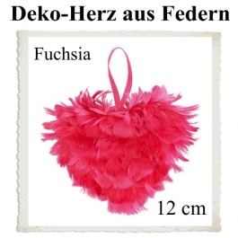 Herz aus Federn in Fuchsia, 12 cm