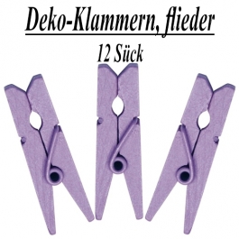 Holz-Deko-Klammern, flieder, 12 Stück