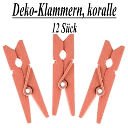 Holz-Deko-Klammern, koralle, 12 Stück