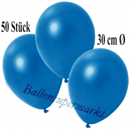 Deko-Luftballons Metallic Blau, 50 Stück