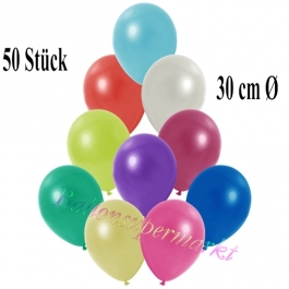 Deko-Luftballons Metallic Bunt gemischt, 50 Stück