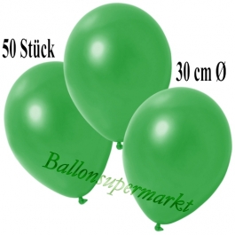 Deko-Luftballons Metallic Grün, 50 Stück