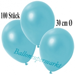 Deko-Luftballons Metallic Hellblau, 100 Stück