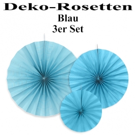 Deko-Rosetten, Blau, 3 Stück-Set