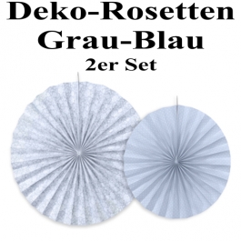 Deko-Rosetten, Grau-Blau, 2 Stück-Set