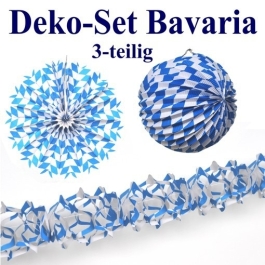 Dekoration 3-teilig, Deko-Set, Bayrische Rauten, Rosette, Lampion und Festgirlande