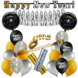 Silvester Dekorations-Set mit Ballons Happy New Year Glamour, 23 Teile