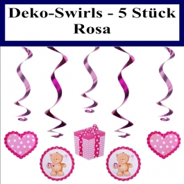 Deko Swirls Baby Dekoration, Deko-Wirbler zu Geburt, Taufe, Baby Party, Rosa, Mädchen