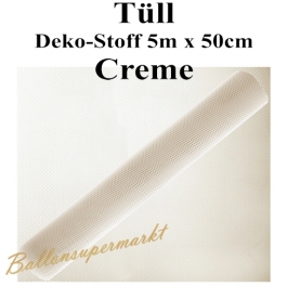 Tüll Deko-Stoff, Creme, 5 Meter x 50 cm