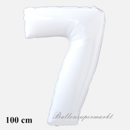 Großer weißer Luftballon Zahl 7 mit Helium