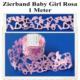 Deko-Zierband, Stoff-Schmuckband, Baby Girl, Rosa, Mädchen, Girl, 1 Meter