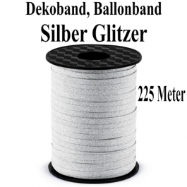 Zierband, Luftballonband, Silber Glitter