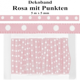 Deko-Zierband Punkte, Rosa, 5 m