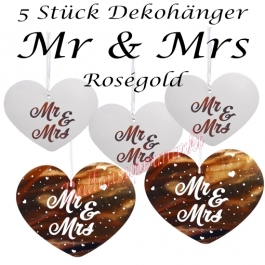 Mr & Mrs Dekohänger in Roségold, 5 Stück