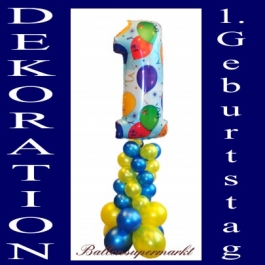 Dekoration aus Luftballons zum 1. Geburtstag