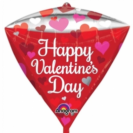 Diamondz Luftballon aus Folie, Happy Valentines Day ohne Helium