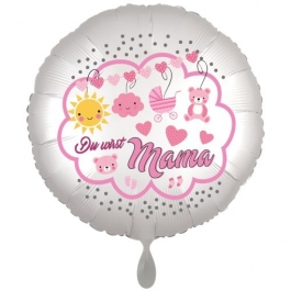 Du wirst Mama, Luftballon aus Folie, 43 cm, Satine de Luxe, weiß