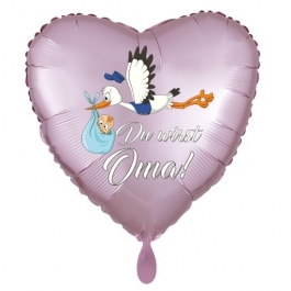 Du wirst Oma, Herzluftballon aus Folie, 43 cm, Satin de Luxe, rosa