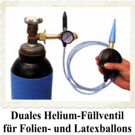 Duales Helium-Füllventil mit Schlauch für Latexballons, Bubbles und Folienballons