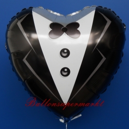 Luftballon aus Folie zur Hochzeit, Folienballon Herz, Braeutigam, ohne Helium