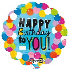 Großer runder Luftballon, Happy Birthday to You, zum Geburtstag, Ballon ohne Helium