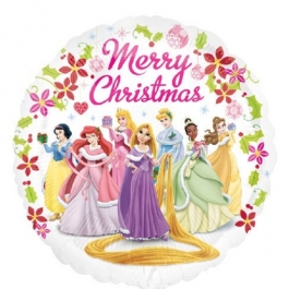Folienballon Disney Princess, Merry Christmas ohne Helium