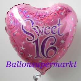 Folienballon, Sweet 16, zum 16. Geburtstag, holografisch