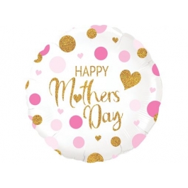 Happy Mothers Day,  Pink & Gold Dots aus Folie mit Helium