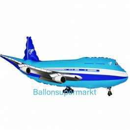 Flugzeug Luftballon aus Folie in blau mit Ballongas Helium