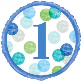 Luftballon 1st Birthday Blue Dots ohne Helium