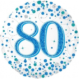 Luftballon zum 80. Geburtstag, Sparkling Fizz Blue 80, ohne Helium-Ballongas