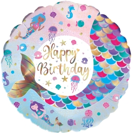 Shimmering Mermaid Birthday Iridescent,  Luftballon aus Folie mit Helium