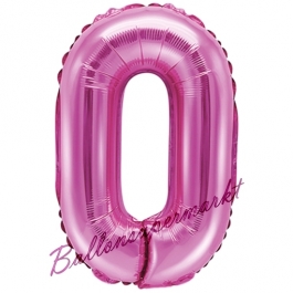 Luftballon Zahl 0, pink, 35 cm