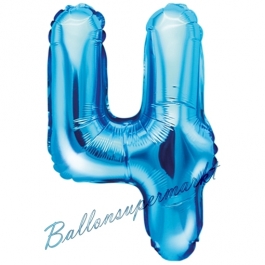 Luftballon Zahl 4, blau, 35 cm