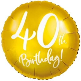 Luftballon aus Folie Zahl 40 Gold, zum 40. Geburtstag