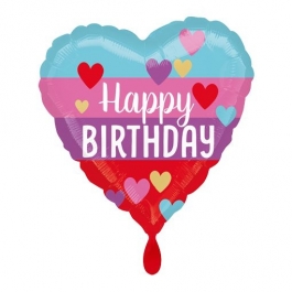 Geburtstags-Luftballon, Happy Birthday, Rainbow mit Helium
