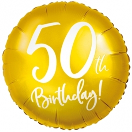 Luftballon aus Folie Zahl 50 Gold, zum 50. Geburtstag