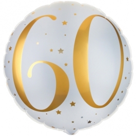 Luftballon zum 60. Geburtstag, Gold-Weiß, ohne Ballongas