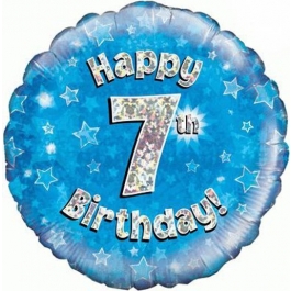 Luftballon aus Folie zum 7. Geburtstag, blauer Rundballon, Junge, Zahl 7, inklusive Ballongas
