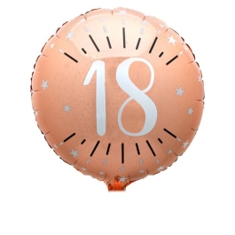 Luftballon aus Folie mit Helium, Rosegold 18, zum 18. Geburtstag und Jubiläum