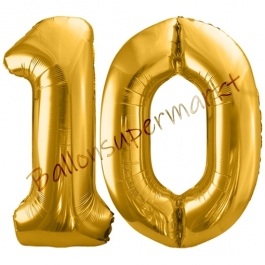 Luftballon Zahl 10, gold, 86 cm