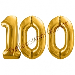Luftballon Zahl 100, gold, 86 cm