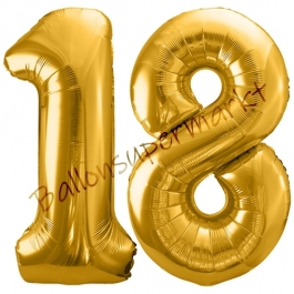 Luftballon Zahl 18, gold, 86 cm
