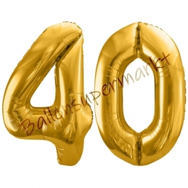Luftballon Zahl 40, gold, 86 cm