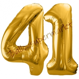 Luftballon Zahl 41, gold, 86 cm