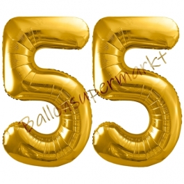 Luftballon Zahl 55, gold, 86 cm