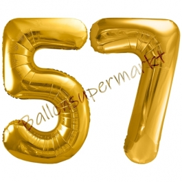 Luftballon Zahl 57, gold, 86 cm