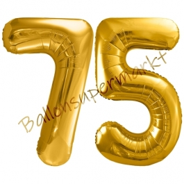 Luftballon Zahl 75, gold, 86 cm
